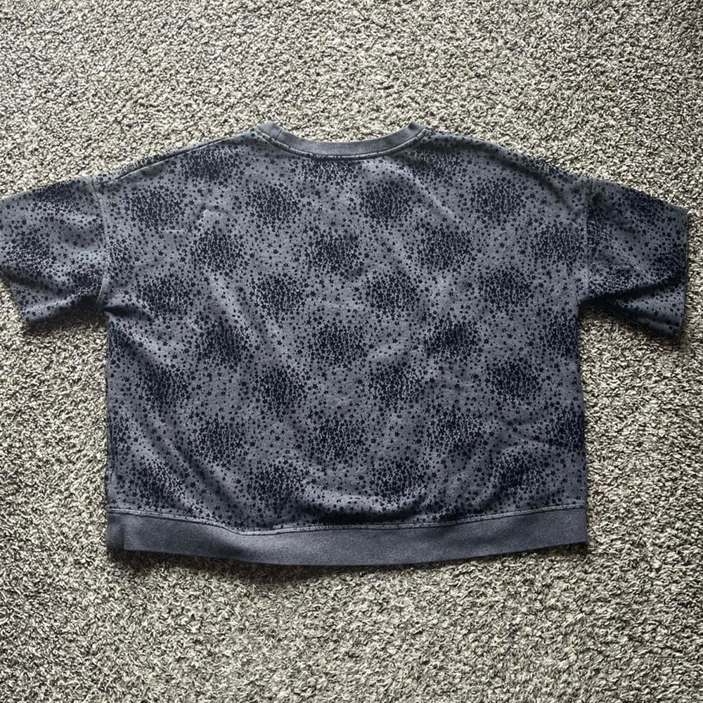 Boden Women Gray Black Star Print Cropped Short Sleeve Sweatshirt XL J0258 - Picture 4 of 7